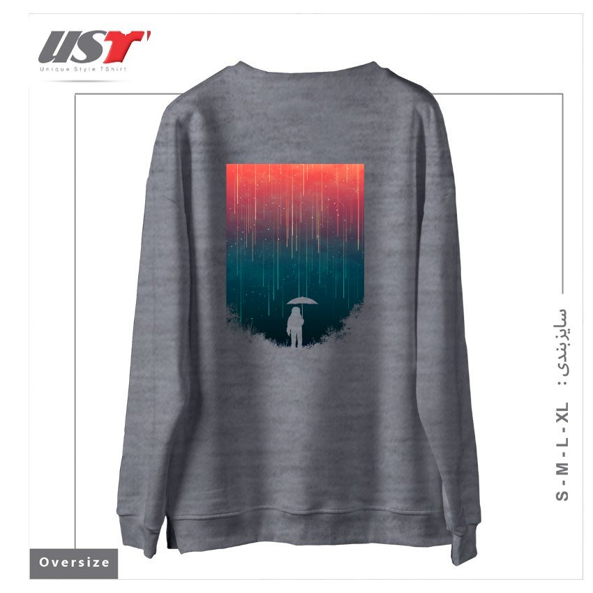 طرح METEOR SHOWER1 سوییشرت اورسایزرنگ طوسی ملانژ