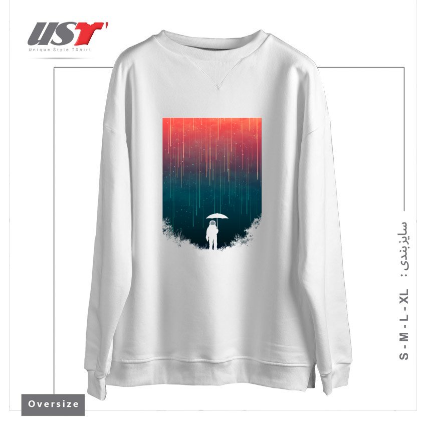 طرح METEOR SHOWER1 سوییشرت اورسایزرنگ سفید