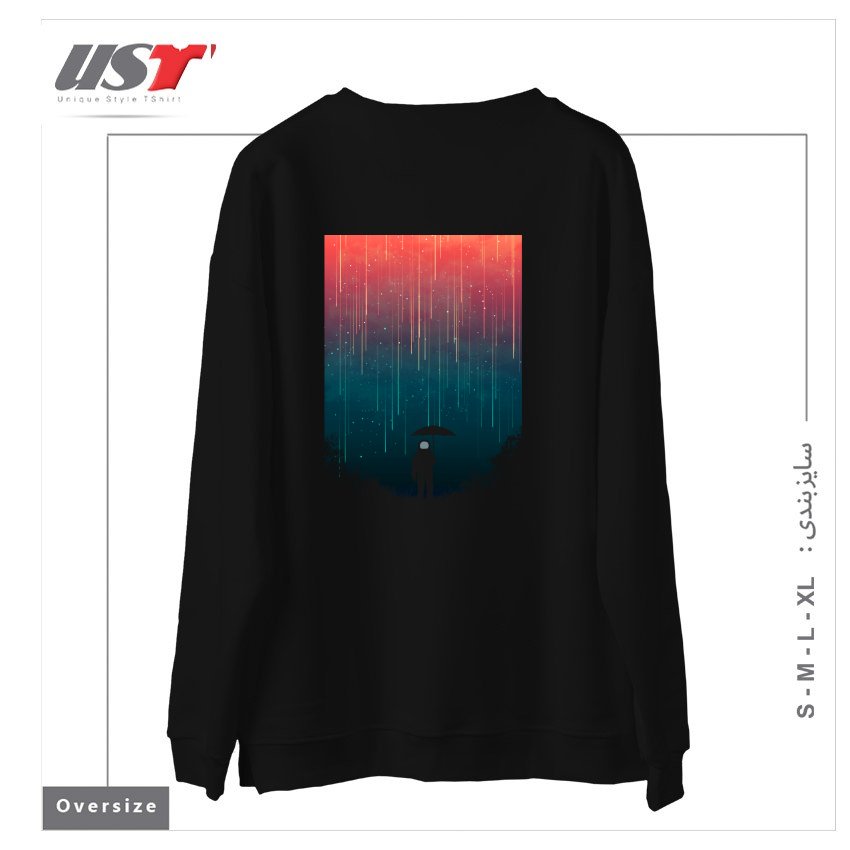 طرح METEOR SHOWER1 سوییشرت اورسایزرنگ مشکی