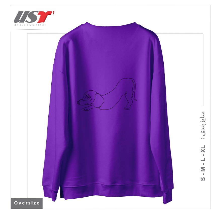 طرح ONE LINE DACHSHUND DOWNWARD DOG سوییشرت اورسایزرنگ بنفش