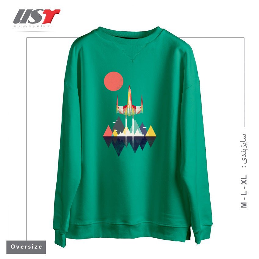 طرح NO TURNING BACK سوییشرت اورسایزرنگ سبز سدری