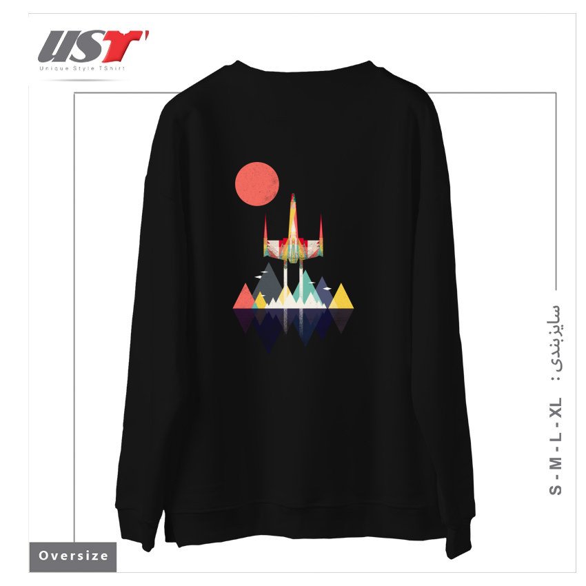 طرح NO TURNING BACK سوییشرت اورسایزرنگ مشکی