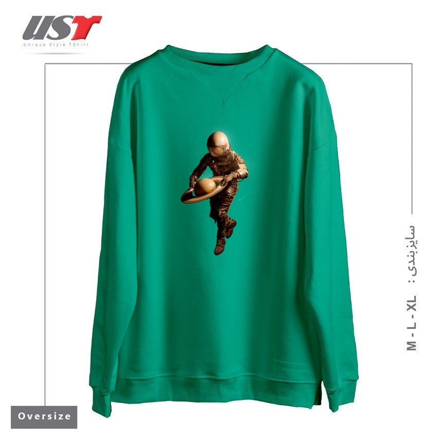 طرح SATURNTABLE4545 سوییشرت اورسایزرنگ سبز سدری