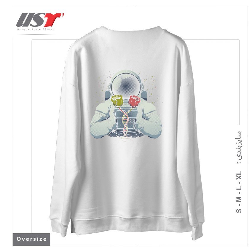 طرح SCIENCE ASTRONAUT DNA ROSES BY TOBE FONSECA سوییشرت اورسایزرنگ سفید