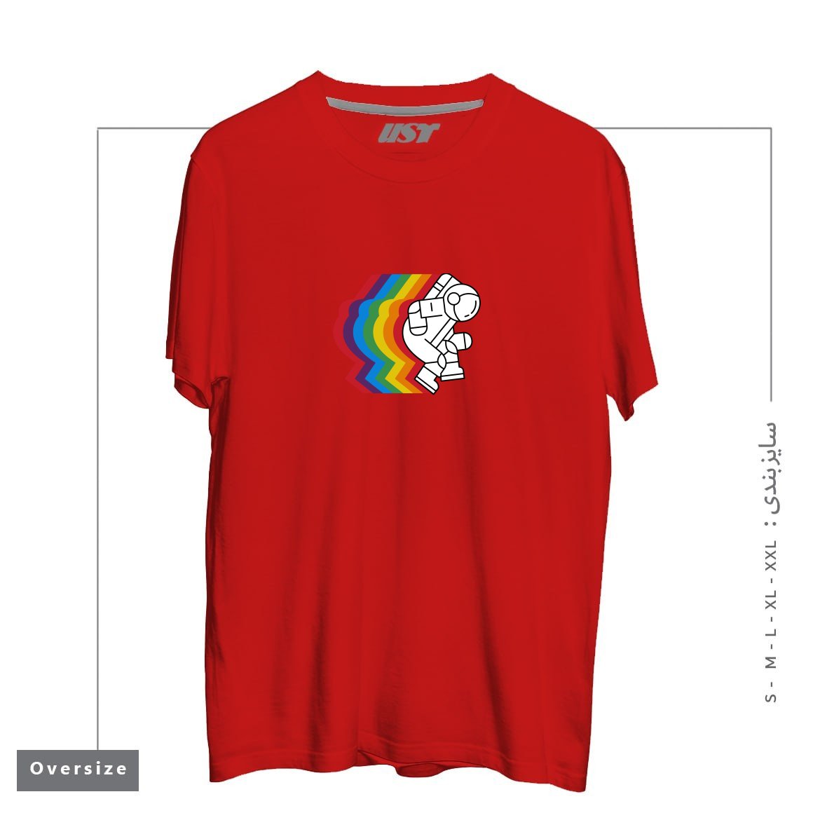 طرح SPACE DANCE تیشرت اورسایزرنگ قرمز