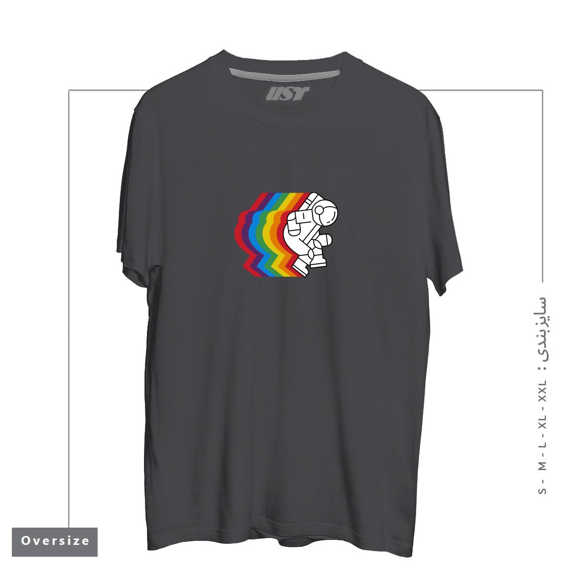 طرح SPACE DANCE تیشرت اورسایزرنگ دودی