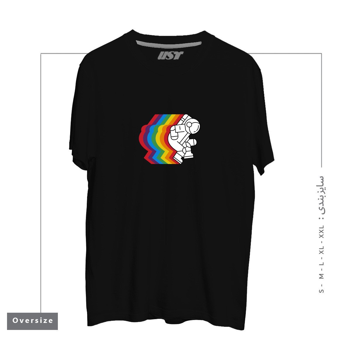 طرح SPACE DANCE تیشرت اورسایزرنگ مشکی