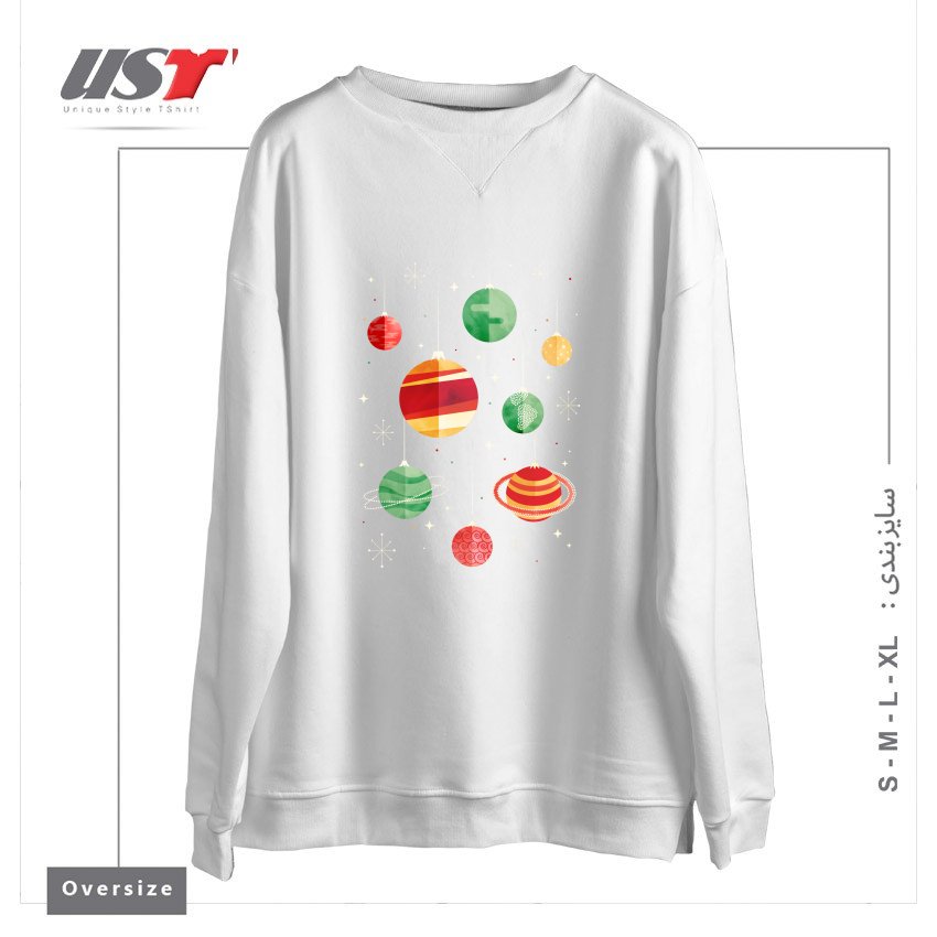 طرح JOY TO THE UNIVERSE سوییشرت اورسایزرنگ سفید