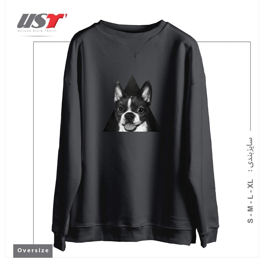 طرح BOSTON TERRIER سوییشرت اورسایزرنگ دودی