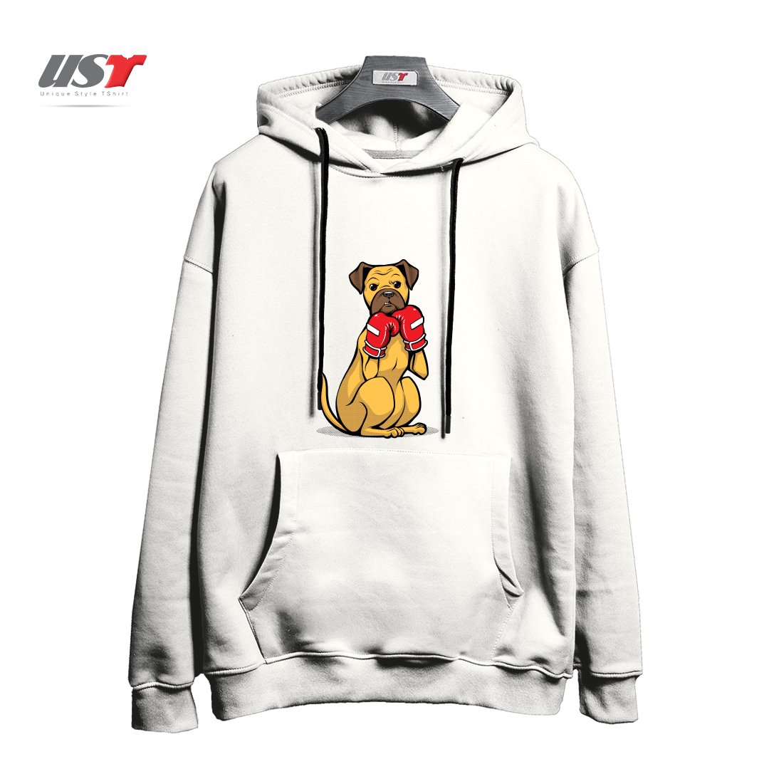 طرح BOXING BOXER4114 هودی اورسایزرنگ سفید