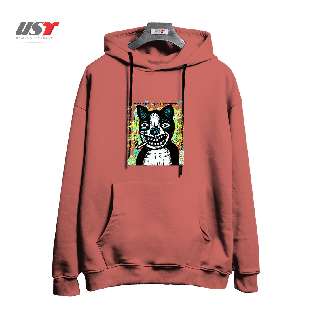 طرح DIRTY DOG245454 هودی اورسایزرنگ آجری