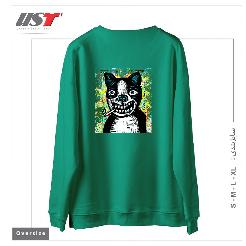 طرح DIRTY DOG245454 سوییشرت اورسایزرنگ سبز سدری