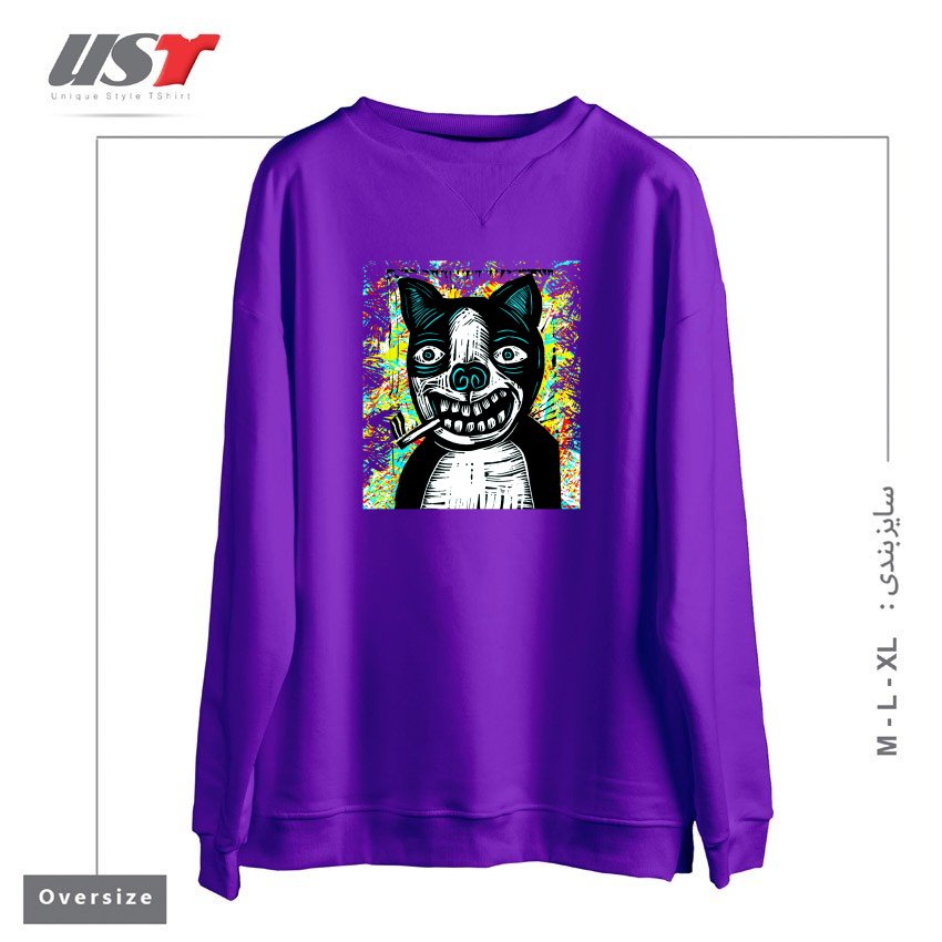 طرح DIRTY DOG245454 سوییشرت اورسایزرنگ بنفش