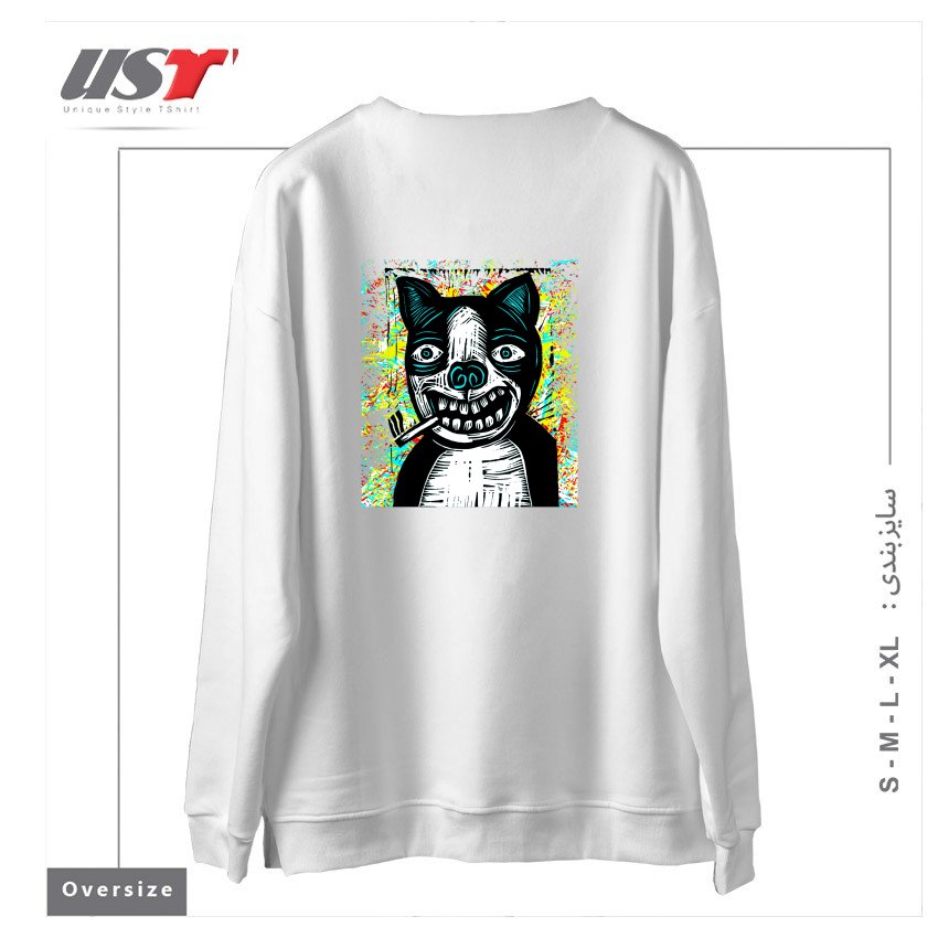 طرح DIRTY DOG245454 سوییشرت اورسایزرنگ سفید