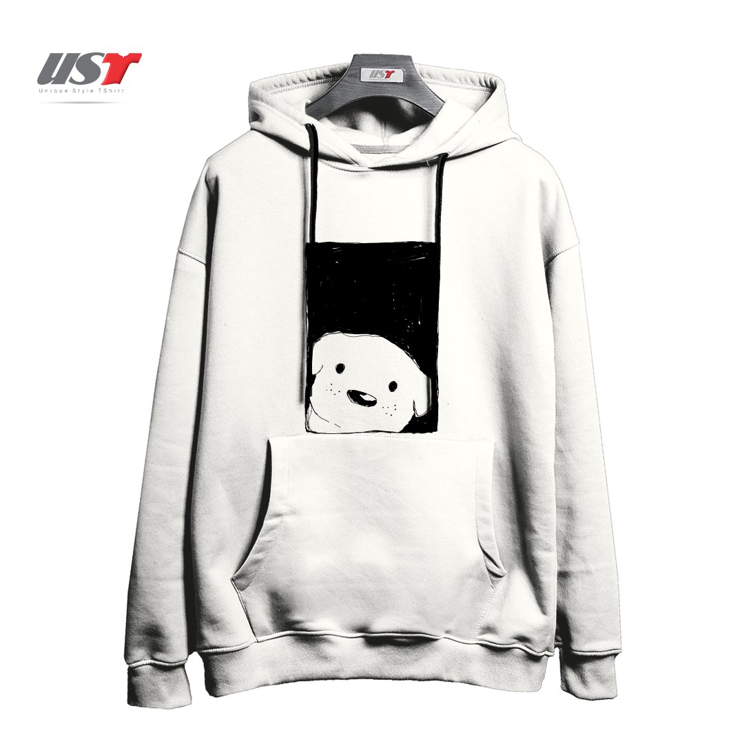 هودی اورسایز طرح DOG LOOKING OUT A WINDOW