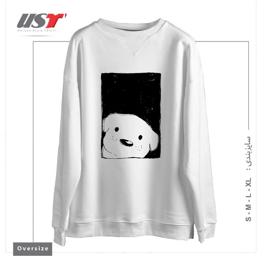 سوییشرت اورسایز طرح DOG LOOKING OUT A WINDOW