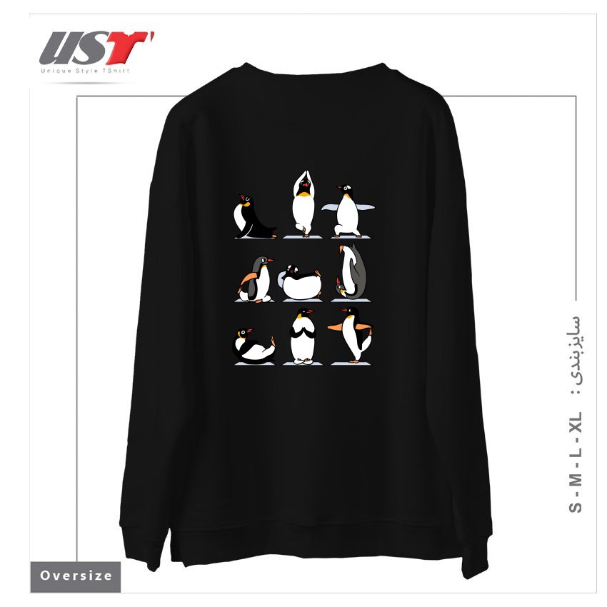 طرح PENGUIN YOGA سوییشرت اورسایزرنگ مشکی