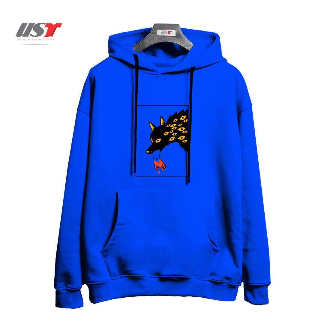 طرح EAT THE RICH24154 هودی اورسایزرنگ آبی شالی