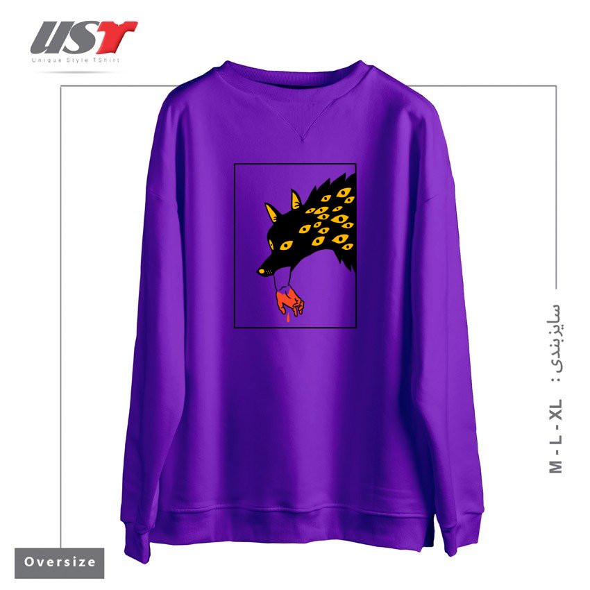 طرح EAT THE RICH24154 سوییشرت اورسایزرنگ بنفش