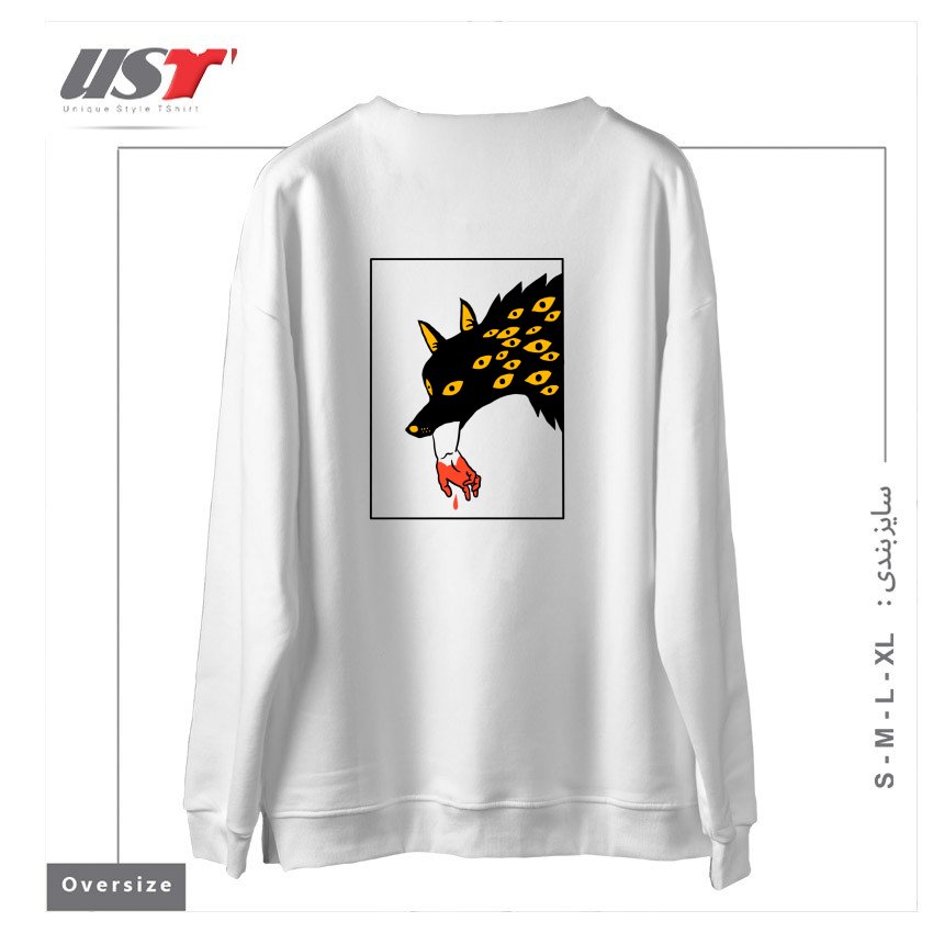 طرح EAT THE RICH24154 سوییشرت اورسایزرنگ سفید