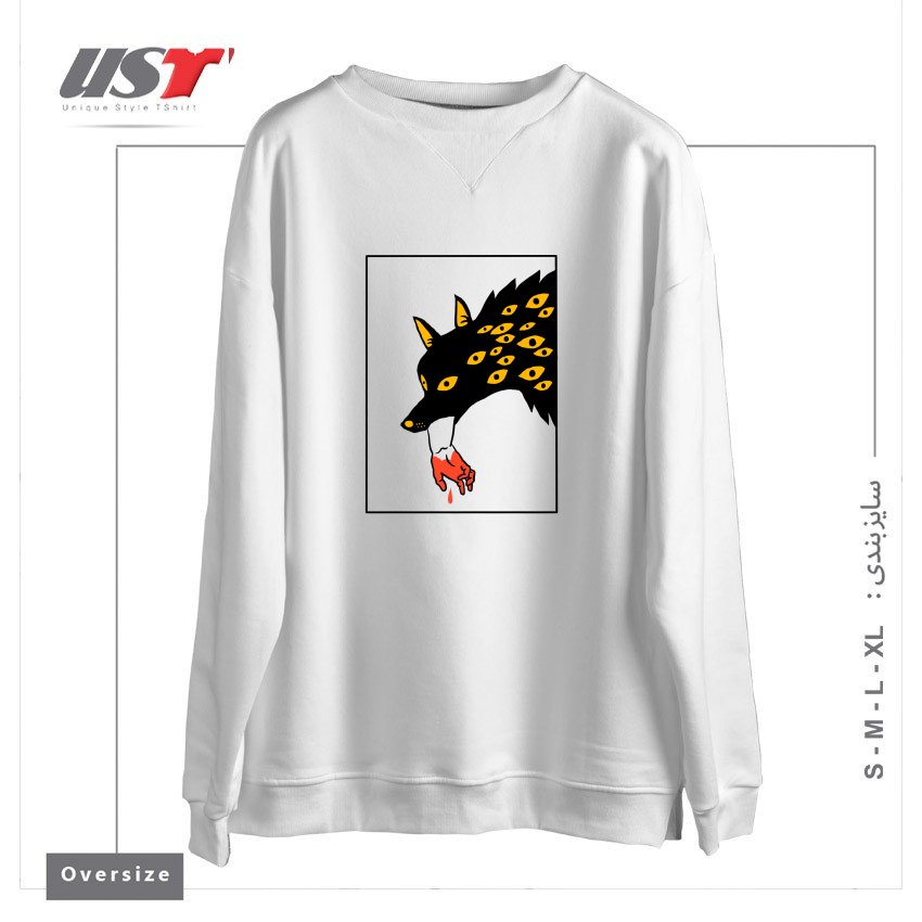 طرح EAT THE RICH24154 سوییشرت اورسایزرنگ سفید