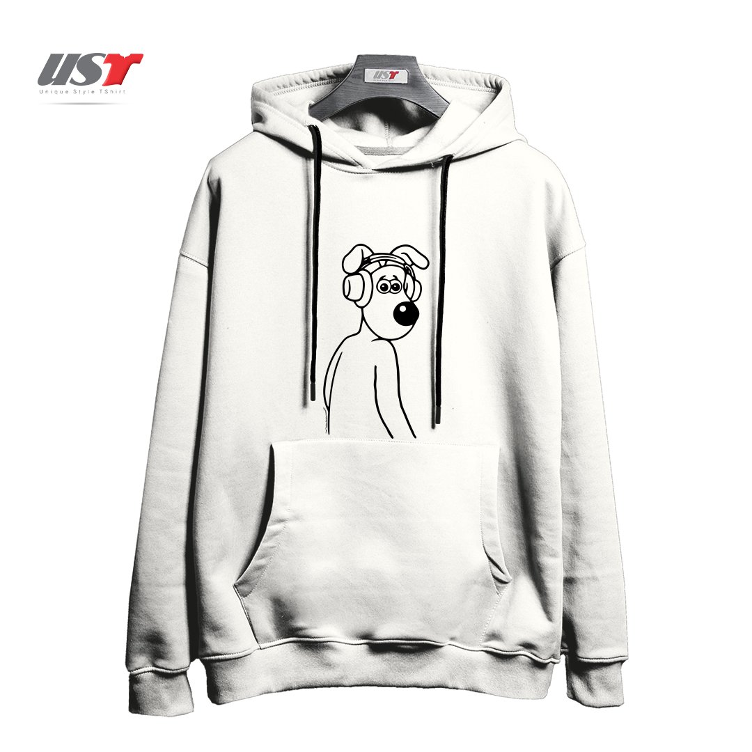 طرح GROMIT JAMS هودی اورسایزرنگ سفید