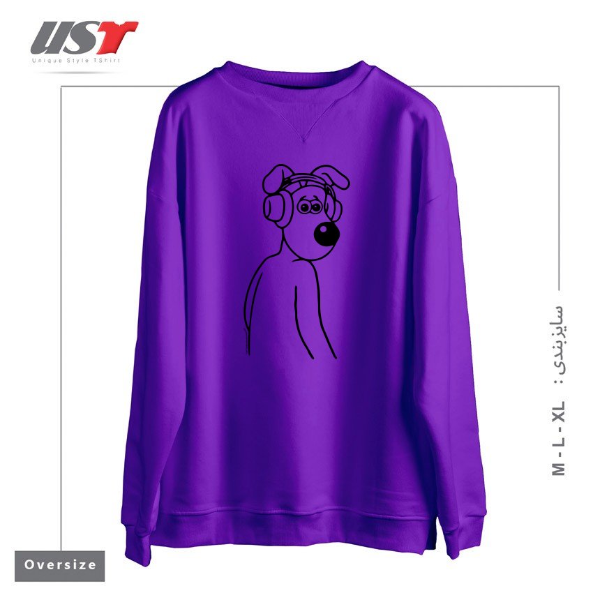 طرح GROMIT JAMS سوییشرت اورسایزرنگ بنفش