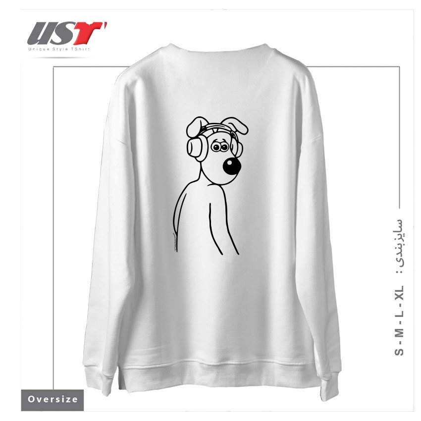 طرح GROMIT JAMS سوییشرت اورسایزرنگ سفید