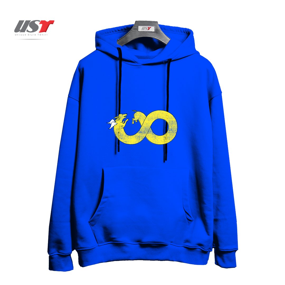 طرح THE YEAR OF THE DOG هودی اورسایزرنگ آبی شالی