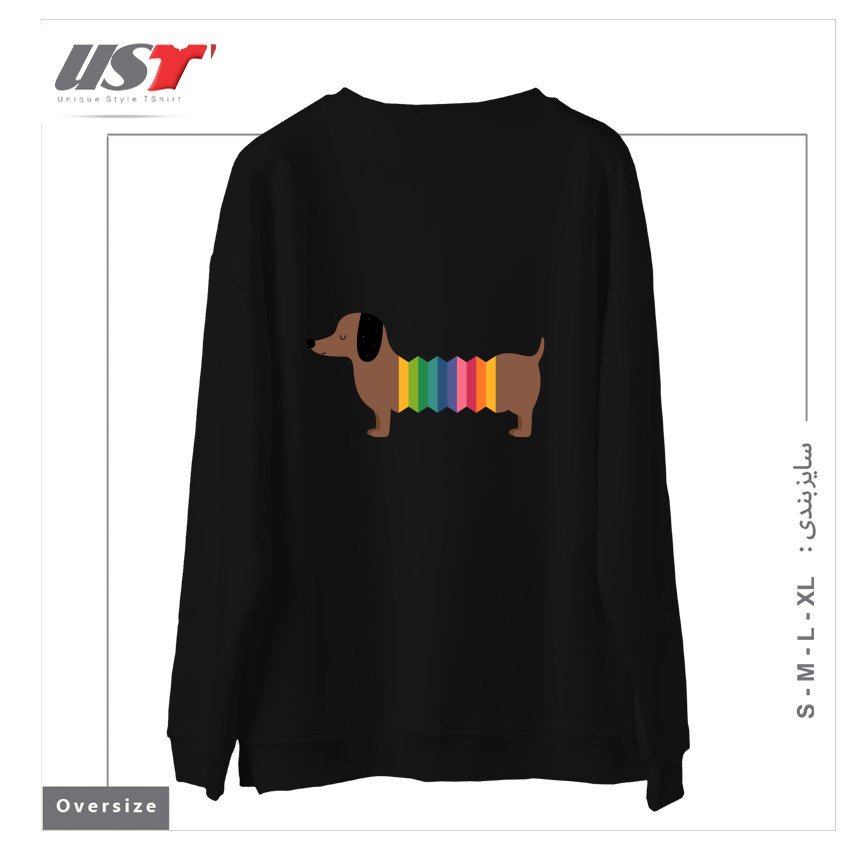 طرح RAINBOW DOOOOOG سوییشرت اورسایزرنگ مشکی