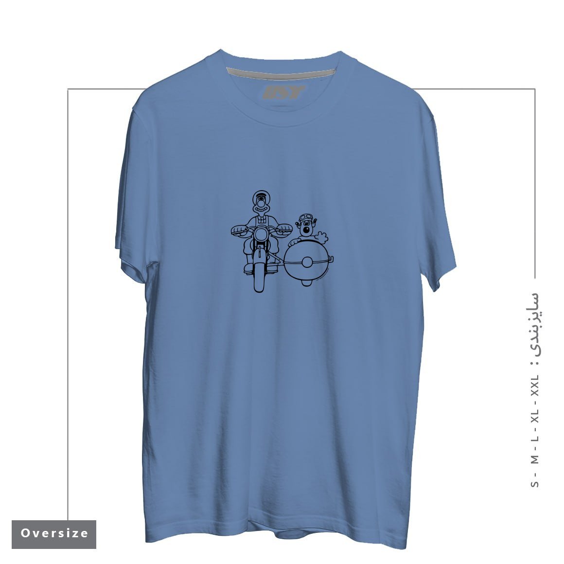 طرح RIDE ALONG تیشرت اورسایزرنگ آبی نفتی