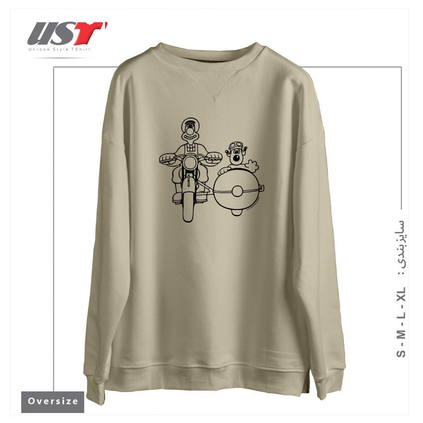 طرح RIDE ALONG سوییشرت اورسایزرنگ نخودی
