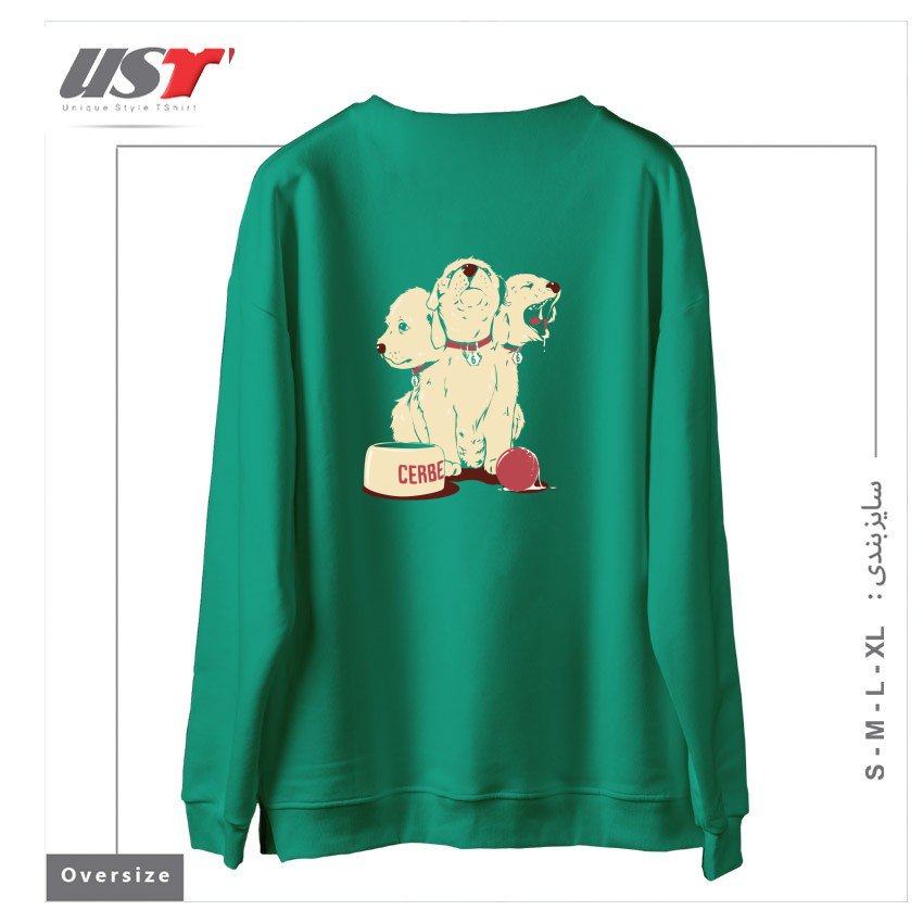 طرح SATAN'S LITTLE HELPER سوییشرت اورسایزرنگ سبز سدری