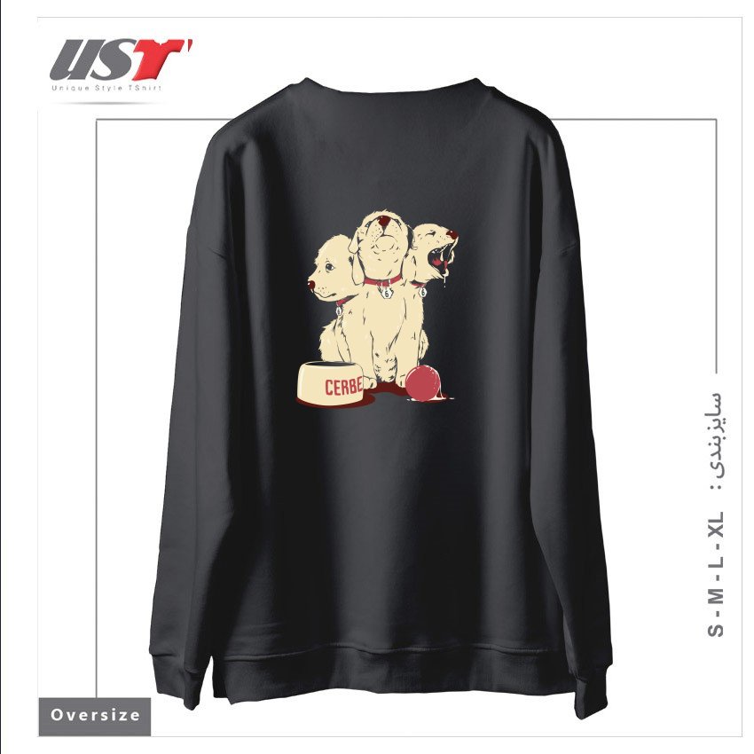 طرح SATAN'S LITTLE HELPER سوییشرت اورسایزرنگ دودی