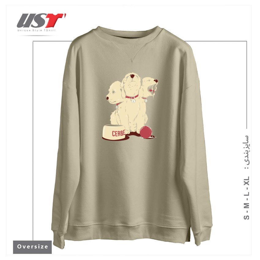 طرح SATAN'S LITTLE HELPER سوییشرت اورسایزرنگ نخودی