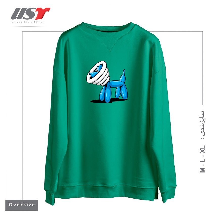 طرح SCRATCHY سوییشرت اورسایزرنگ سبز سدری