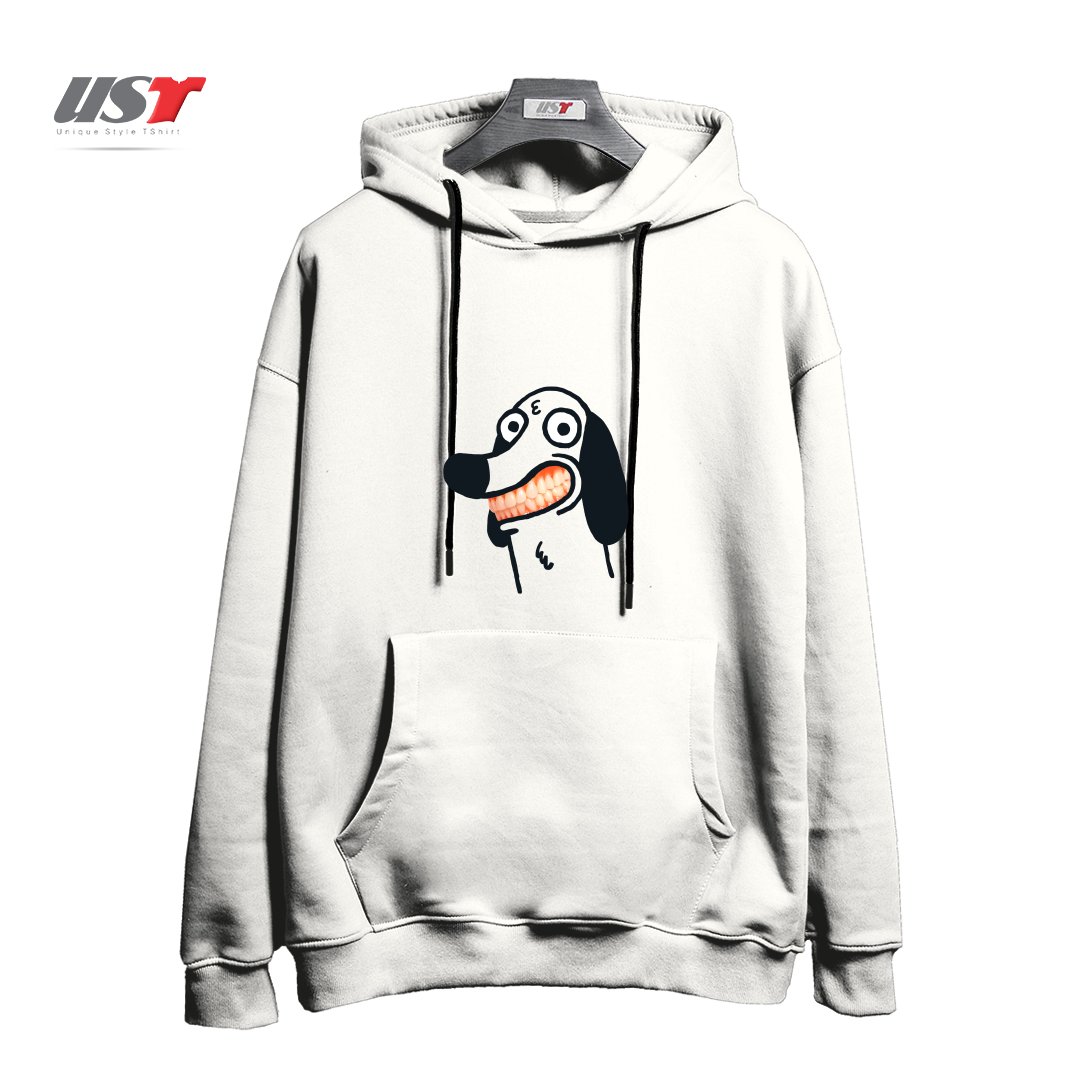 طرح SMILE هودی اورسایزرنگ سفید