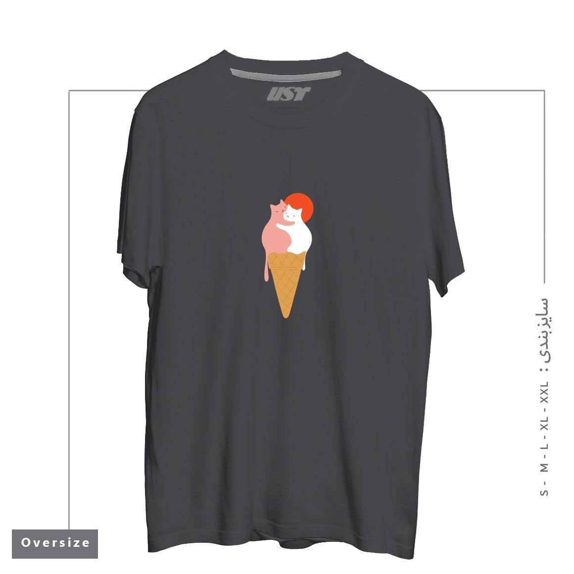 تیشرت اورسایز طرح STRAWBERRY HUG VANILLA