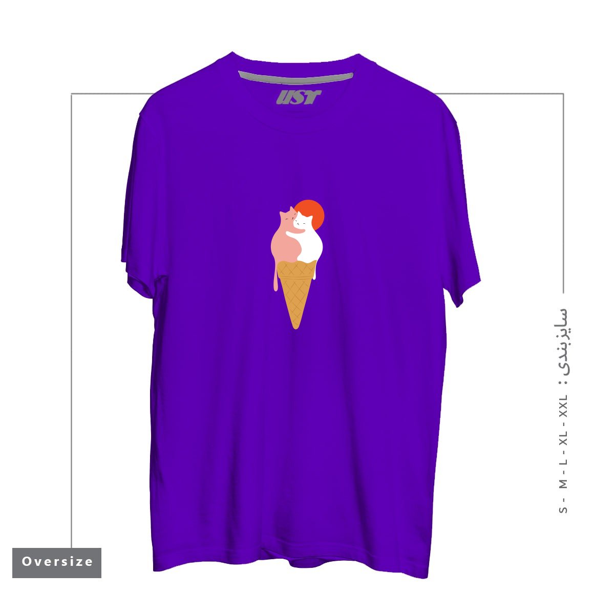 تیشرت اورسایز طرح STRAWBERRY HUG VANILLA