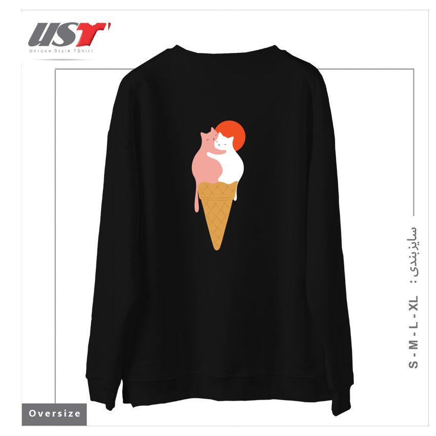 طرح STRAWBERRY HUG VANILLA سوییشرت اورسایزرنگ مشکی