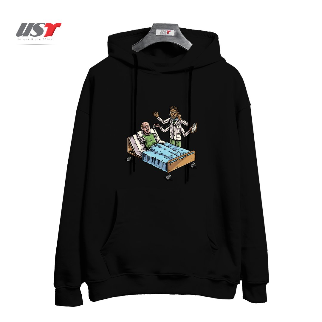 طرح BAD DOCTOR هودی اورسایزرنگ مشکی