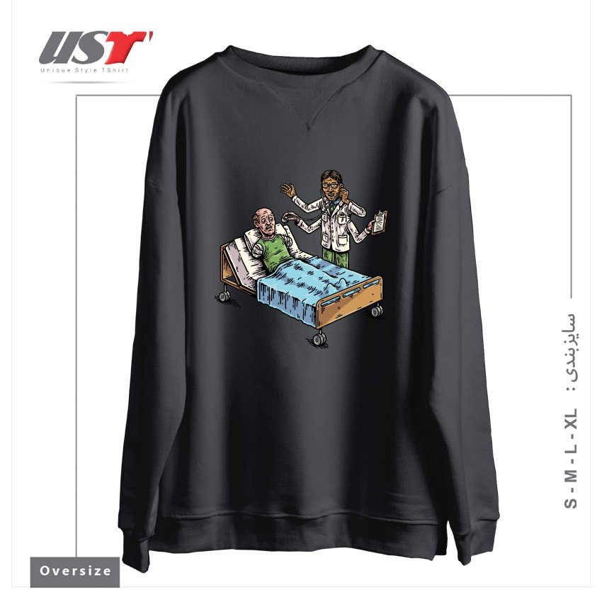 طرح BAD DOCTOR سوییشرت اورسایزرنگ دودی