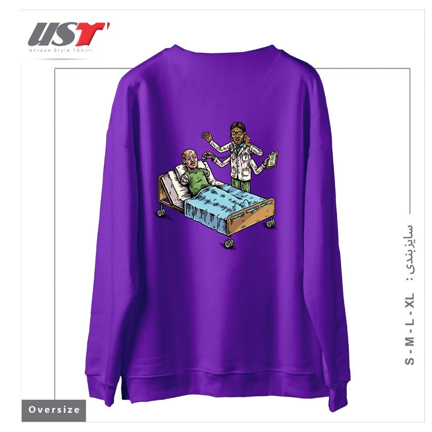 طرح BAD DOCTOR سوییشرت اورسایزرنگ بنفش