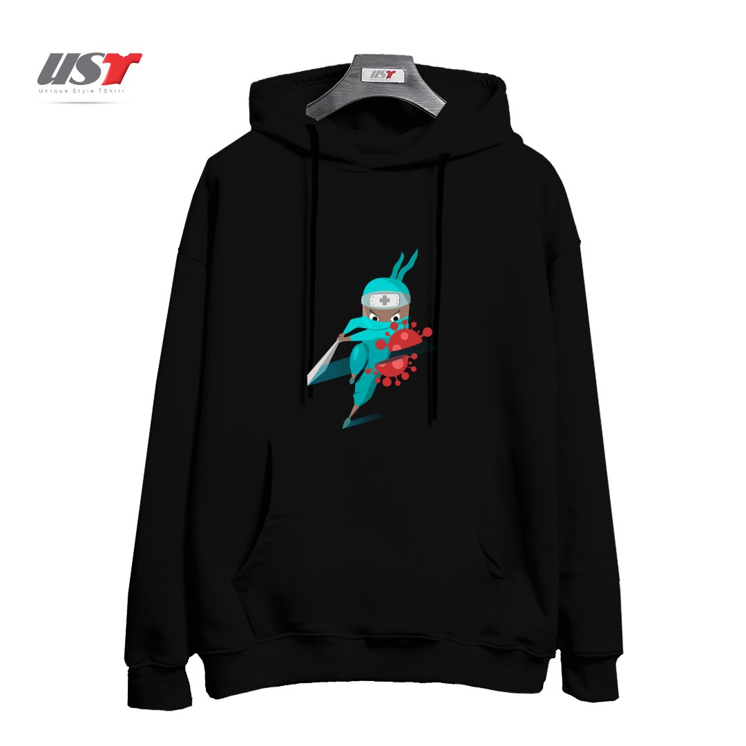 طرح CORONAHERO هودی اورسایزرنگ مشکی