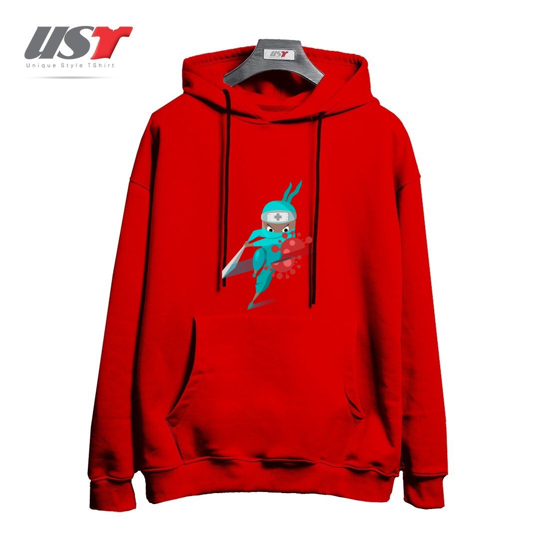 طرح CORONAHERO هودی اورسایزرنگ قرمز