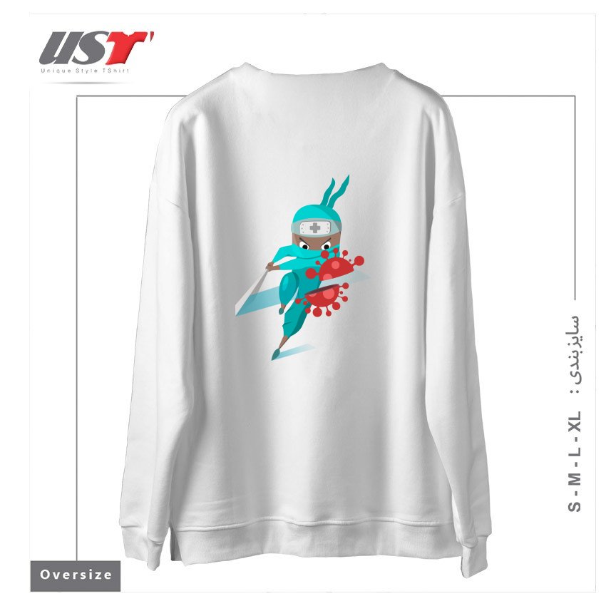 طرح CORONAHERO سوییشرت اورسایزرنگ سفید