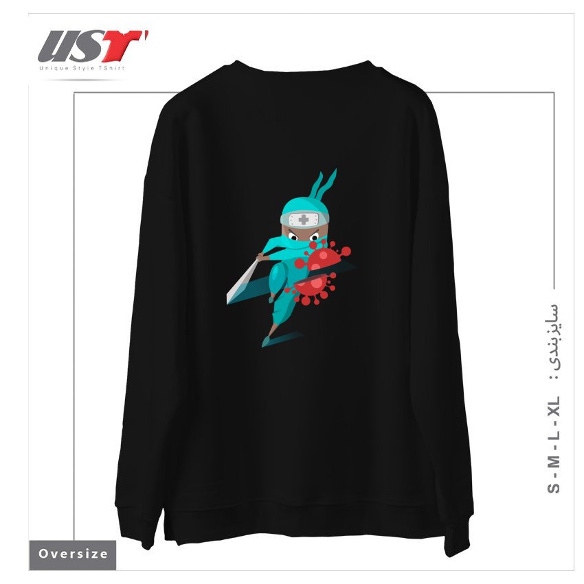 طرح CORONAHERO سوییشرت اورسایزرنگ مشکی