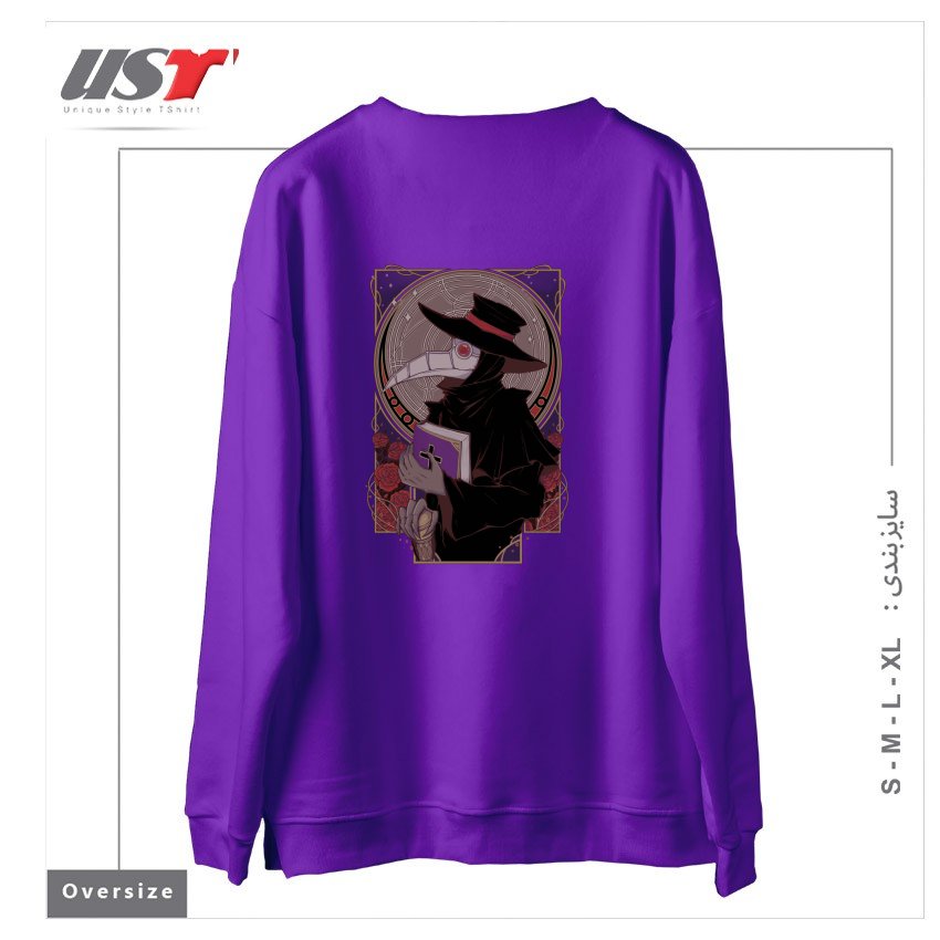 طرح DARK DOCTOR سوییشرت اورسایزرنگ بنفش