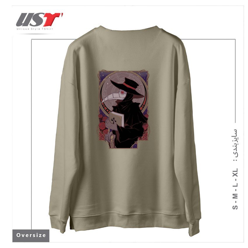 طرح DARK DOCTOR سوییشرت اورسایزرنگ نخودی