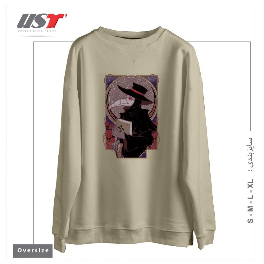 طرح DARK DOCTOR سوییشرت اورسایزرنگ نخودی